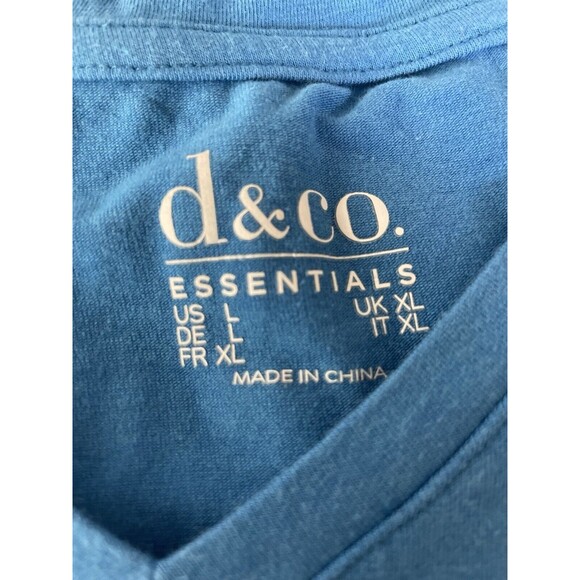 Denim & Co Jersey V-Neck Long-Slv Top Roll Tab Women's Mediterranian L Blue B15 - Picture 5 of 5